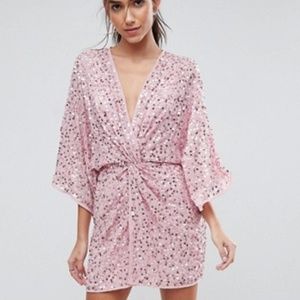 ASOS Pink Embellished Kimono Dress